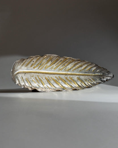 Vintage Schale Leaf Bowl versilbert mit goldenen Details