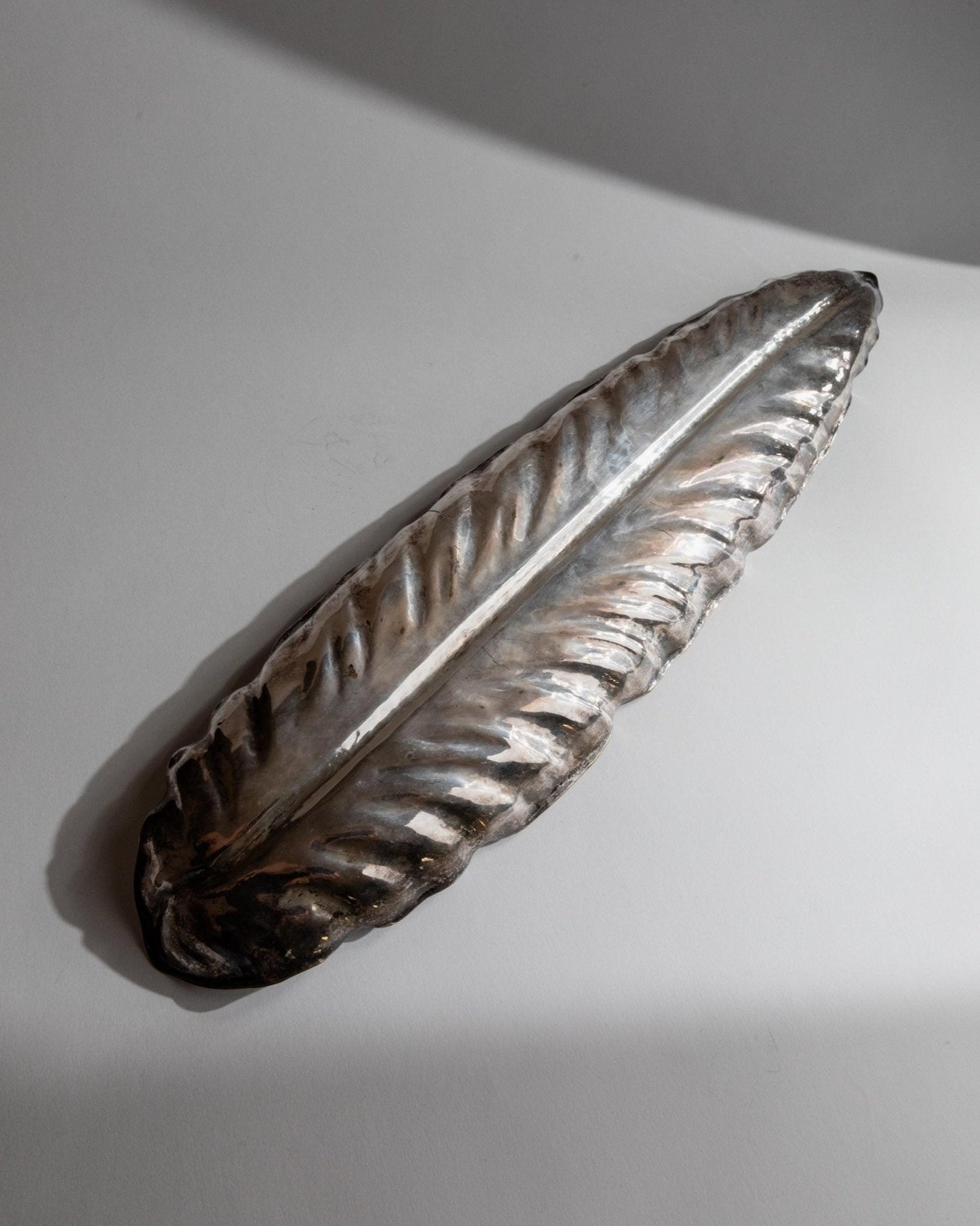 Vintage Schale Leaf Bowl versilbert mit goldenen Details