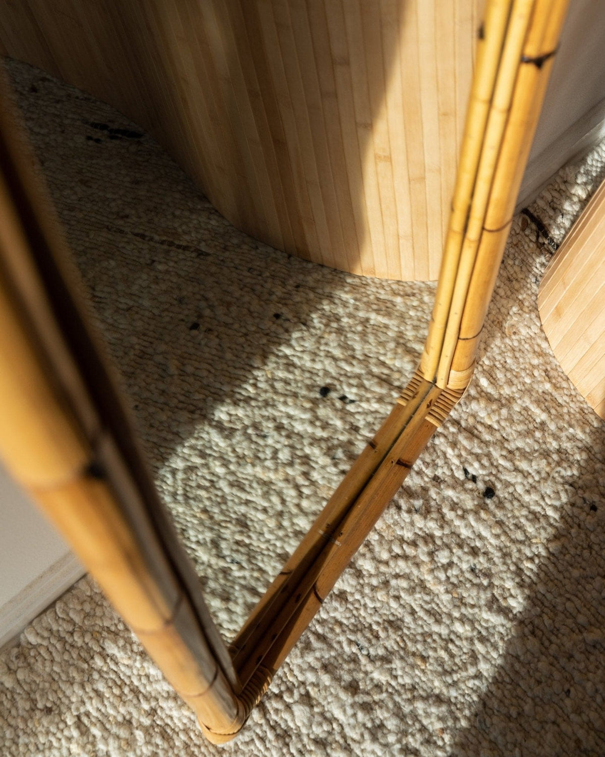Vintage wall mirror bamboo wood by McM 1940s