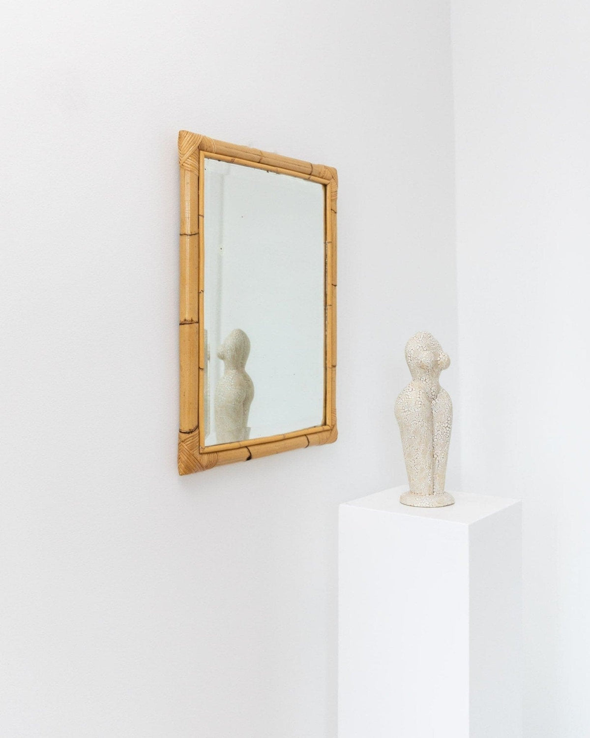 Miroir mural vintage en bambou par McM années 1940