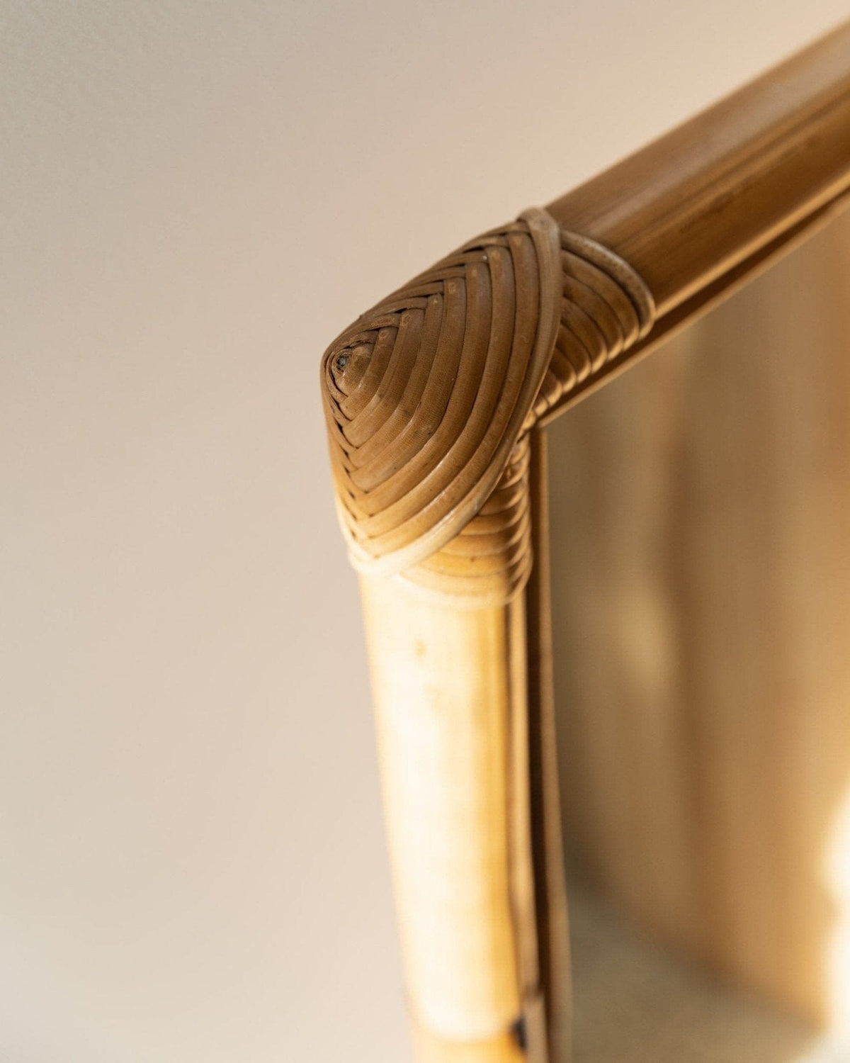 Vintage wall mirror bamboo wood by McM 1940s