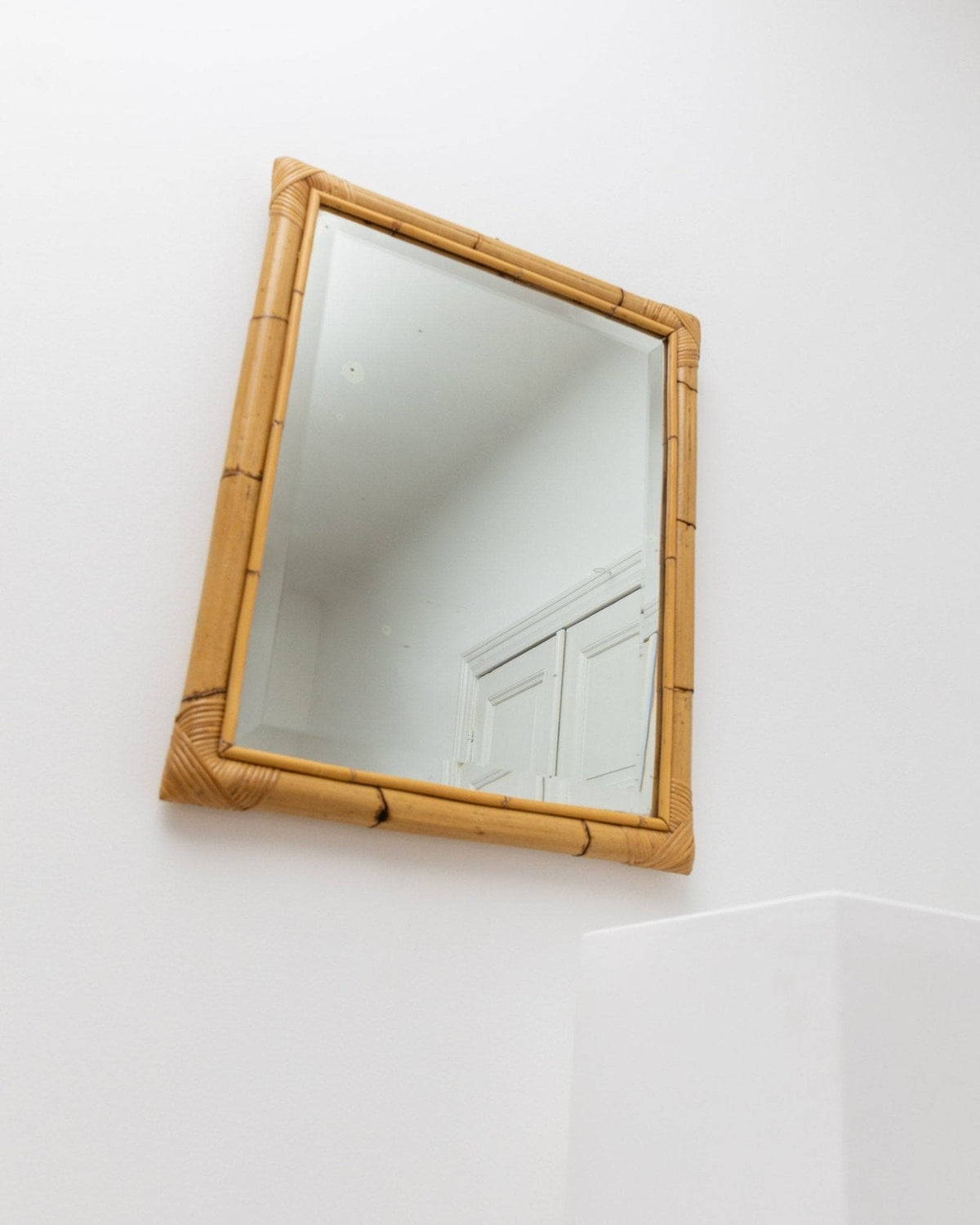 Miroir mural vintage en bambou par McM années 1940