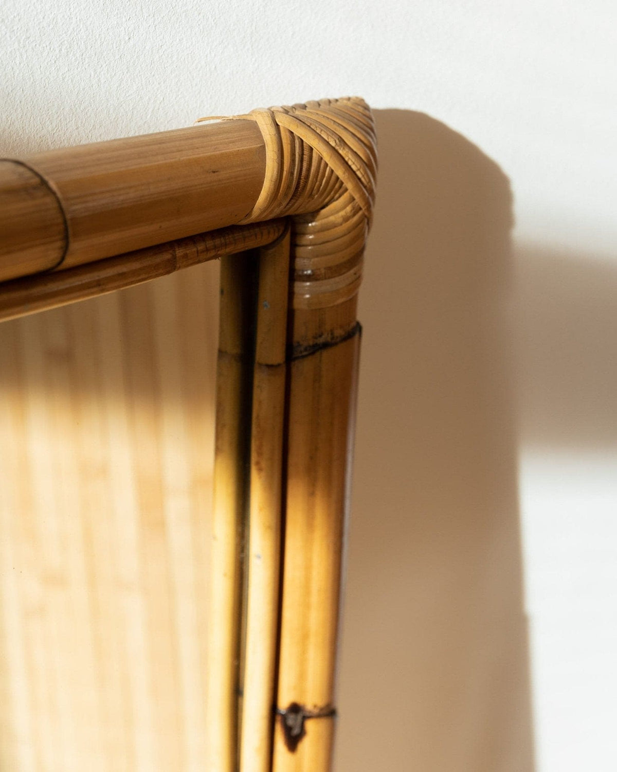 Vintage wall mirror bamboo wood by McM 1940s