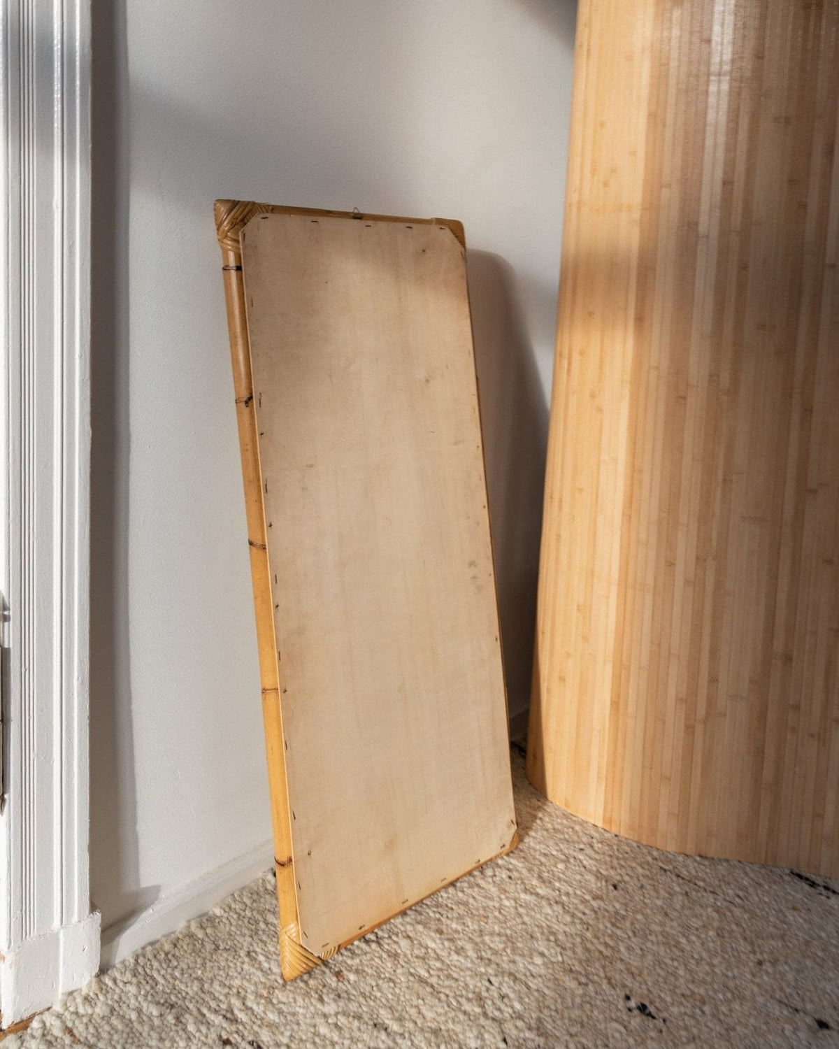 Vintage wall mirror bamboo wood by McM 1940s