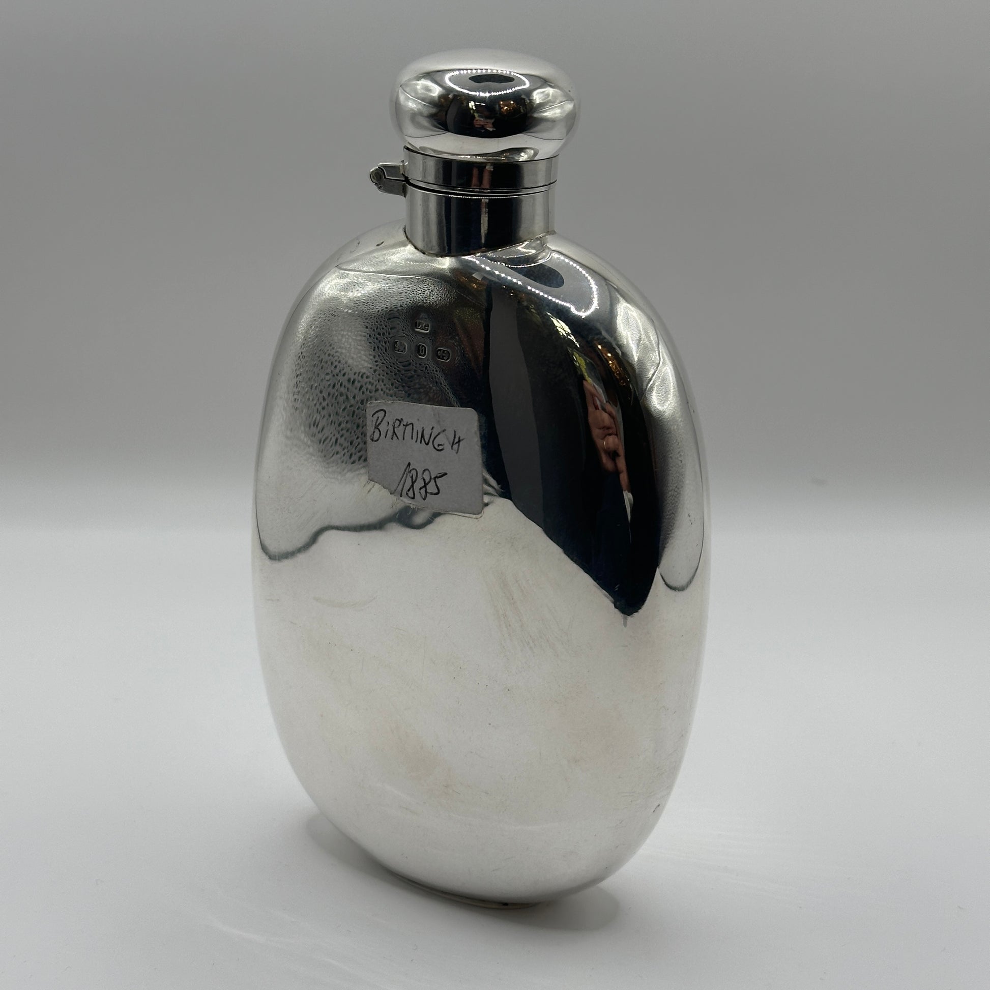 Vintage Silber-Flachmann Birmingham 1885