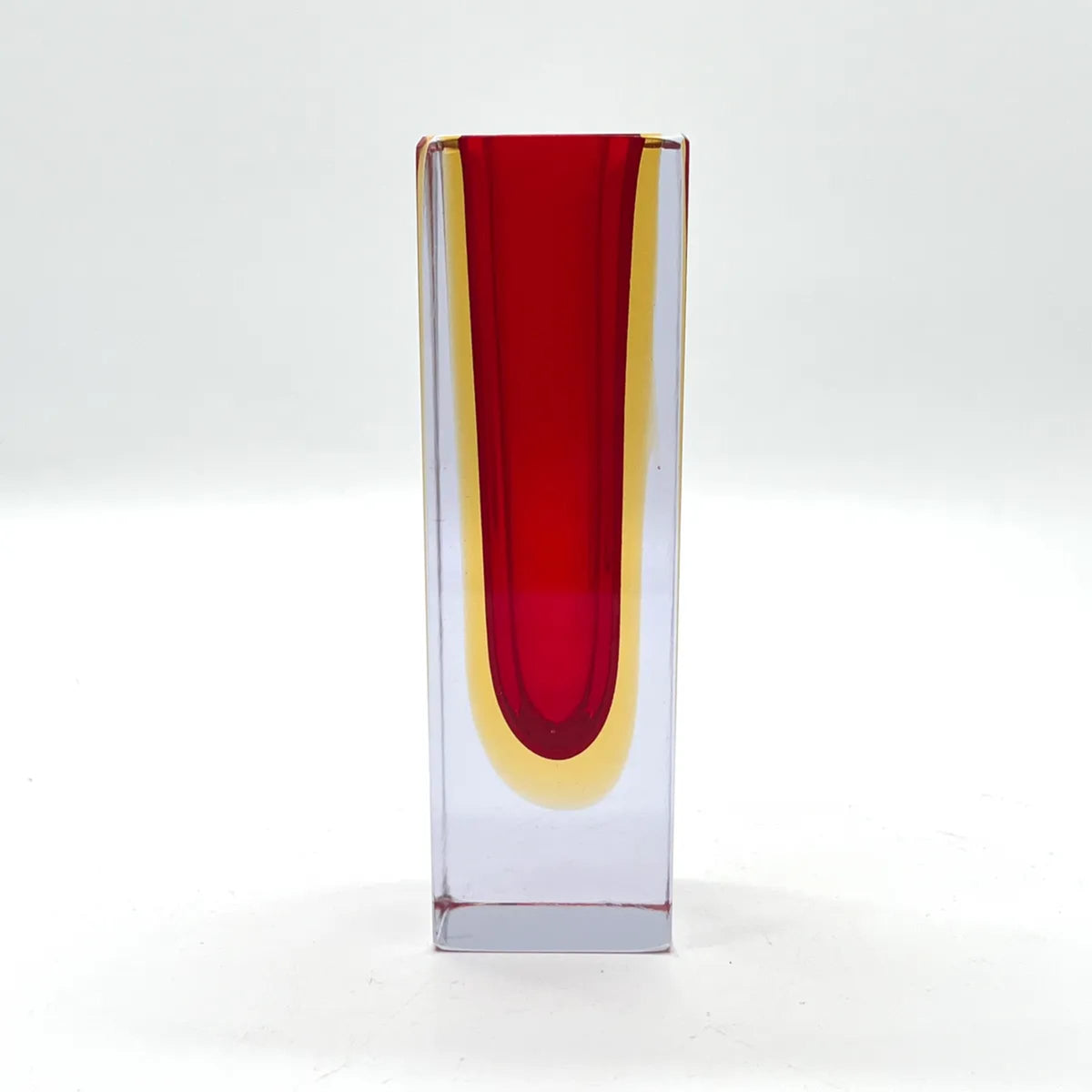 Vintage Sommerso Blockvase Murano Rot Gelb