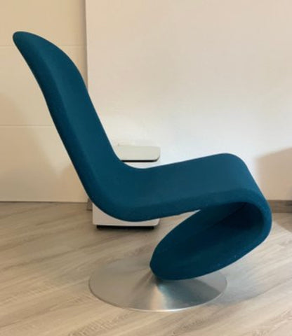Vintage Lounge Chair 1-2-3 von Verner Panton für Fritz Hansen türkisblau