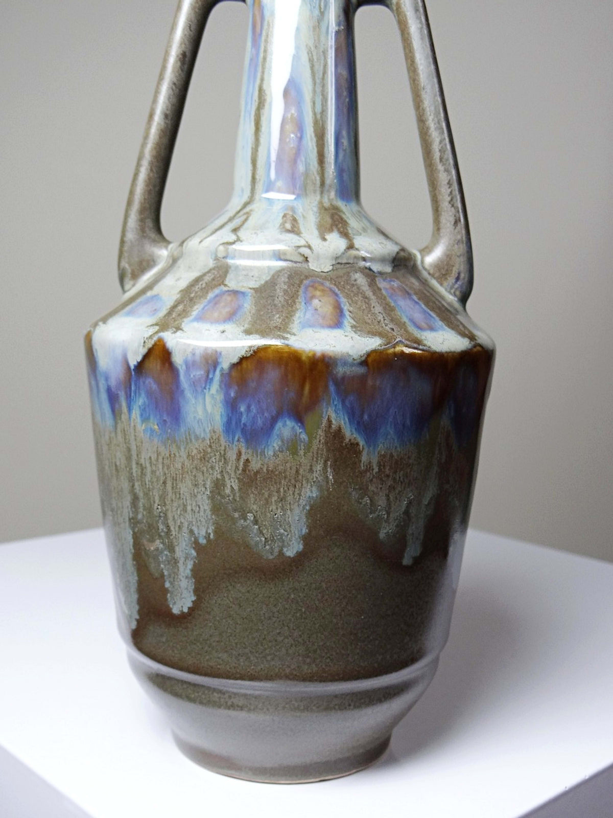 Vintage Keramikflasche mit Stöpsel, flambierte Glasur, Frankreich