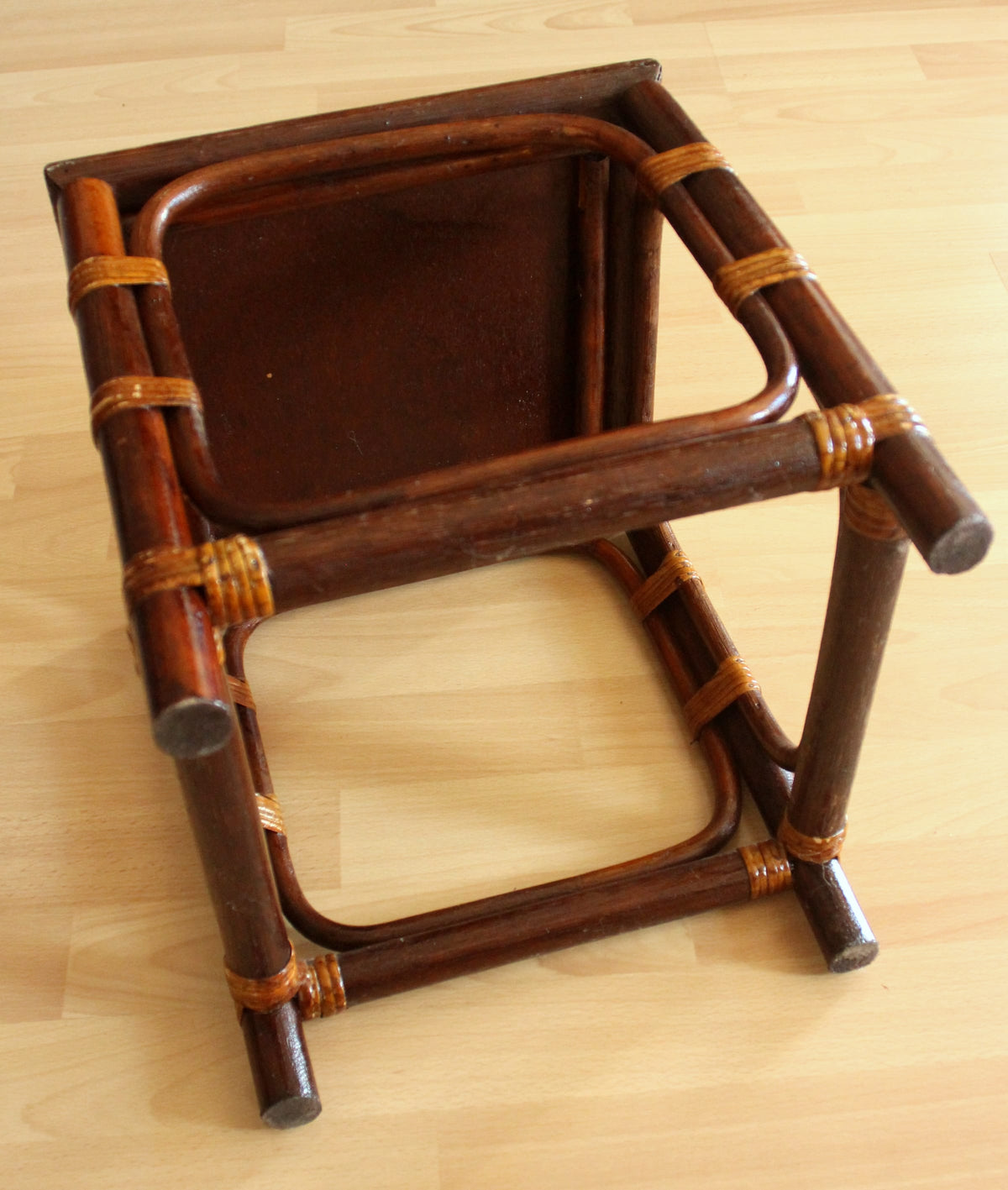 Vintage Blumenhocker aus Rattan und Bambus