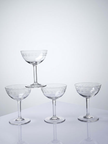 Set von 4 Vintage Champagnerschalen "Marie-Antoinette" Art Déco