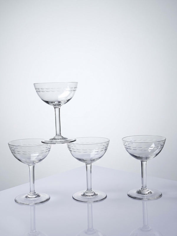 Set von 4 Vintage Champagnerschalen "Marie-Antoinette" Art Déco