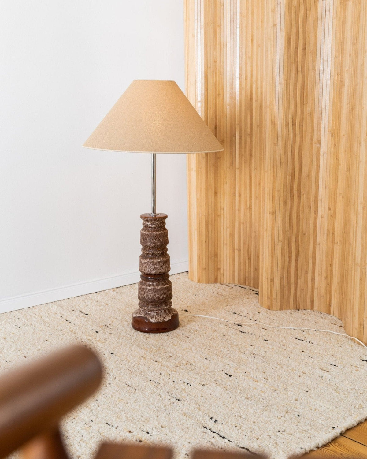 Vintage XXL ceramic floor lamp with lampshade - 1960s