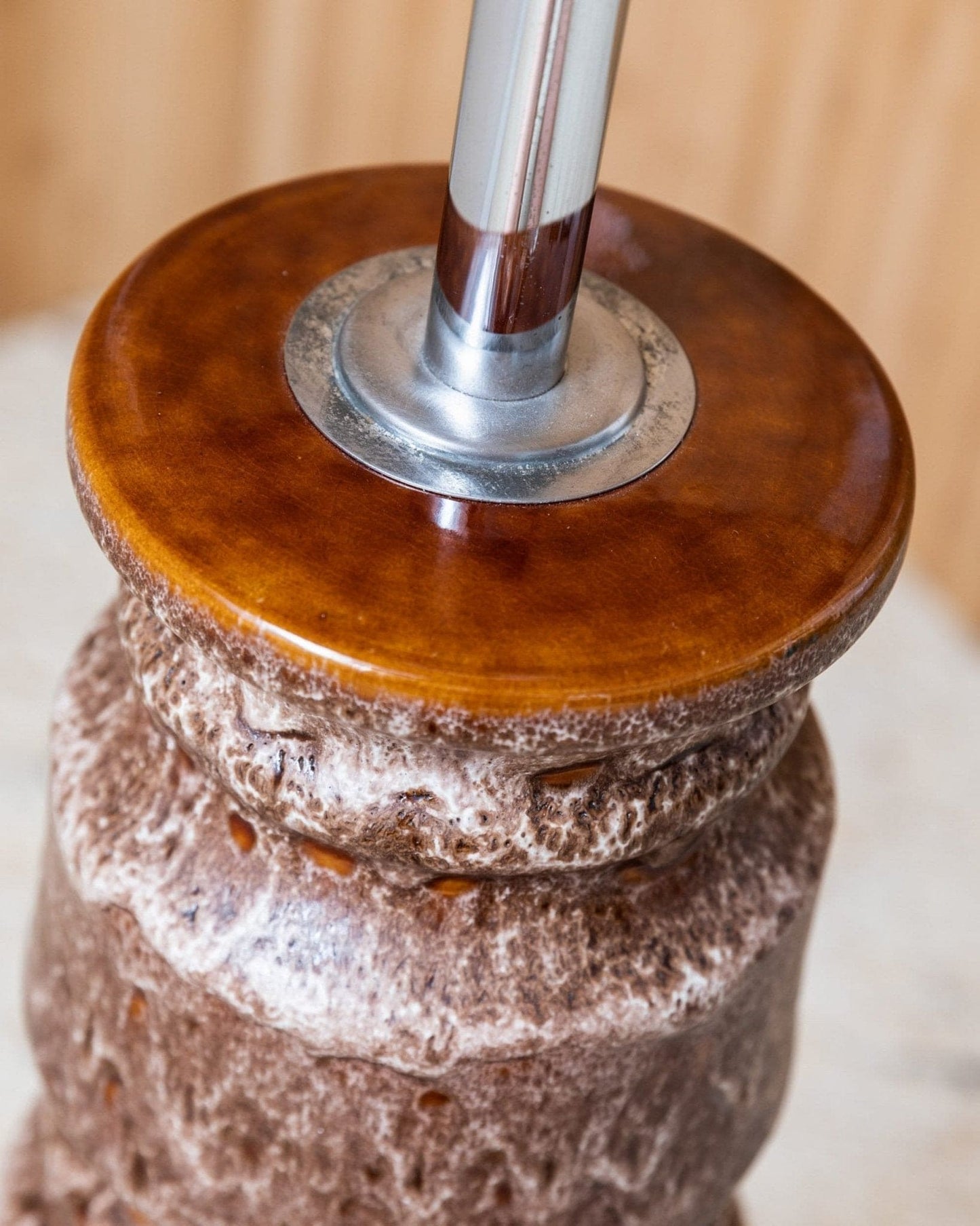 Vintage XXL Keramik-Stehlampe mit Lampenschirm - 1960er