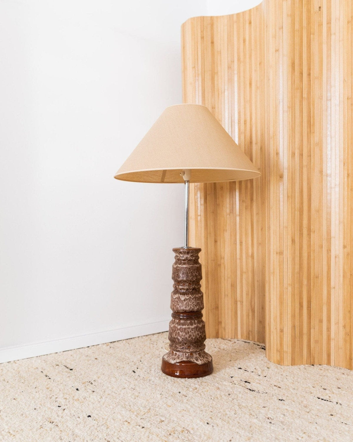 Vintage XXL ceramic floor lamp with lampshade - 1960s