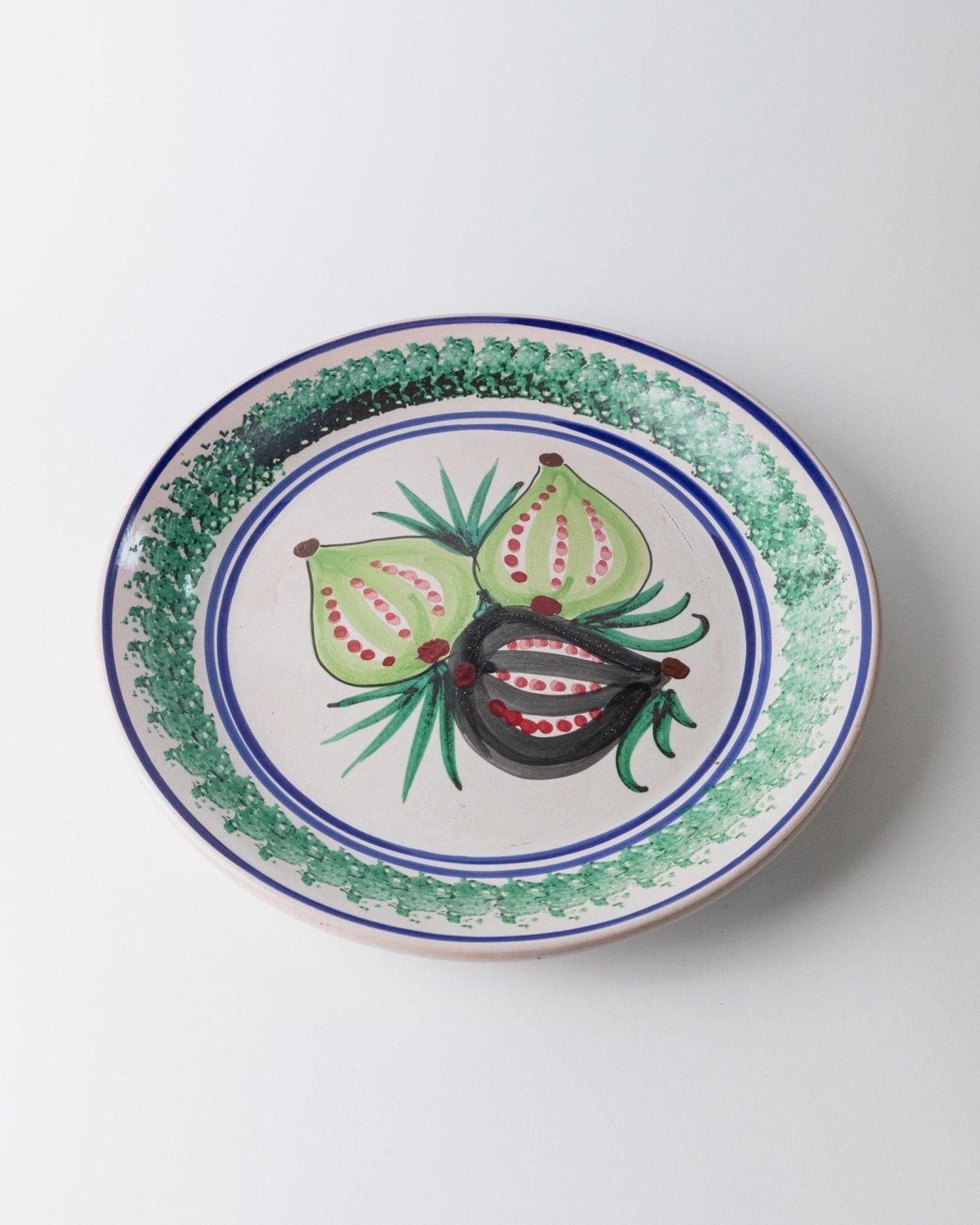 Vintage Keramikteller handbemalt Fruchtmotiv 3 Feigen Sizilien 1960er retro