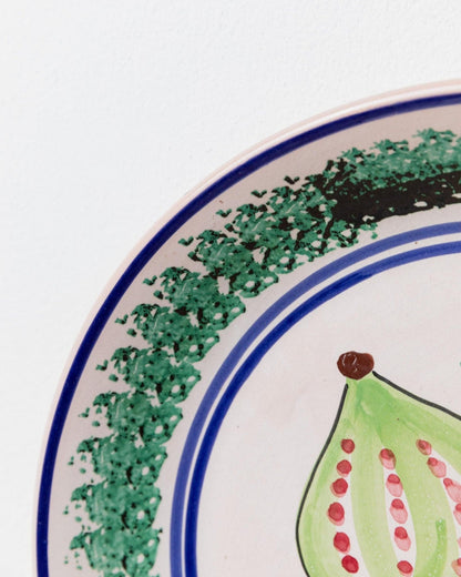 Vintage Keramikteller handbemalt Fruchtmotiv 3 Feigen Sizilien 1960er retro