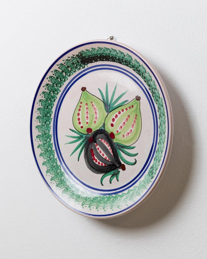 Vintage Keramikteller handbemalt Fruchtmotiv 3 Feigen Sizilien 1960er retro