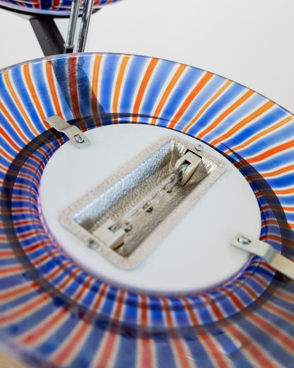 Lustre vintage en verre de Murano bleu rouge de style Memphis des années 1980