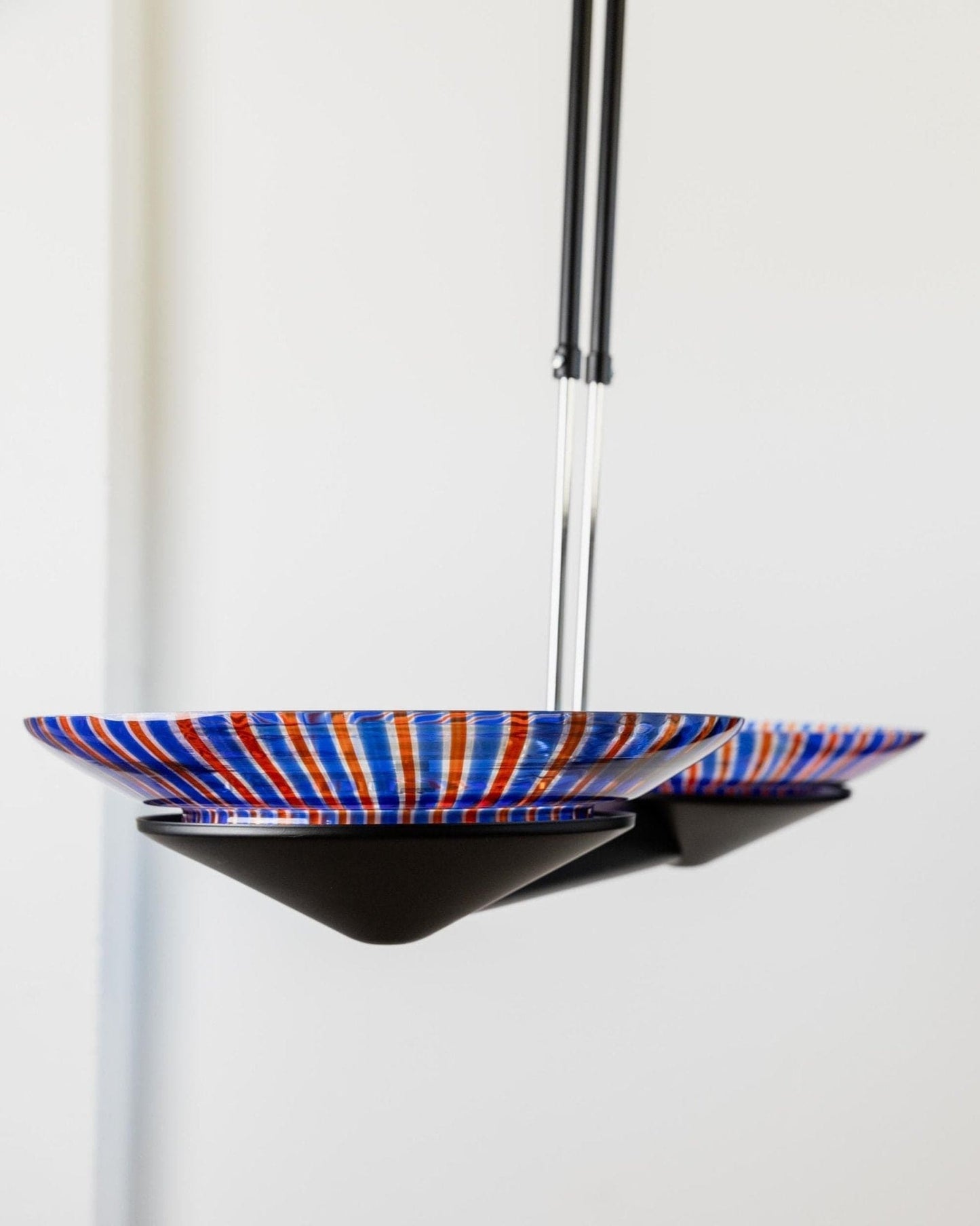 Lustre vintage en verre de Murano bleu rouge de style Memphis des années 1980