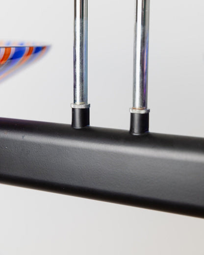 Lustre vintage en verre de Murano bleu rouge de style Memphis des années 1980