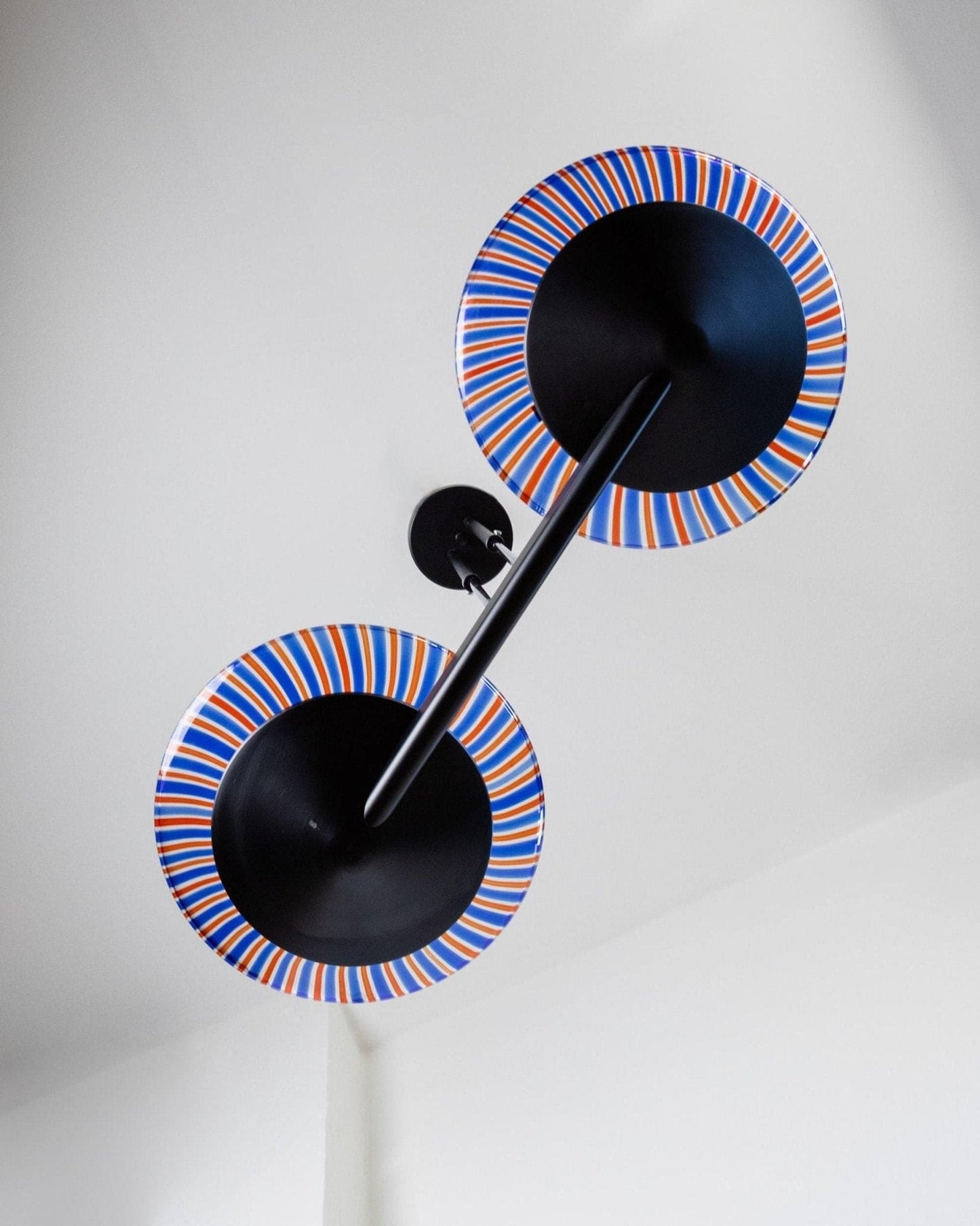 Lustre vintage en verre de Murano bleu rouge de style Memphis des années 1980