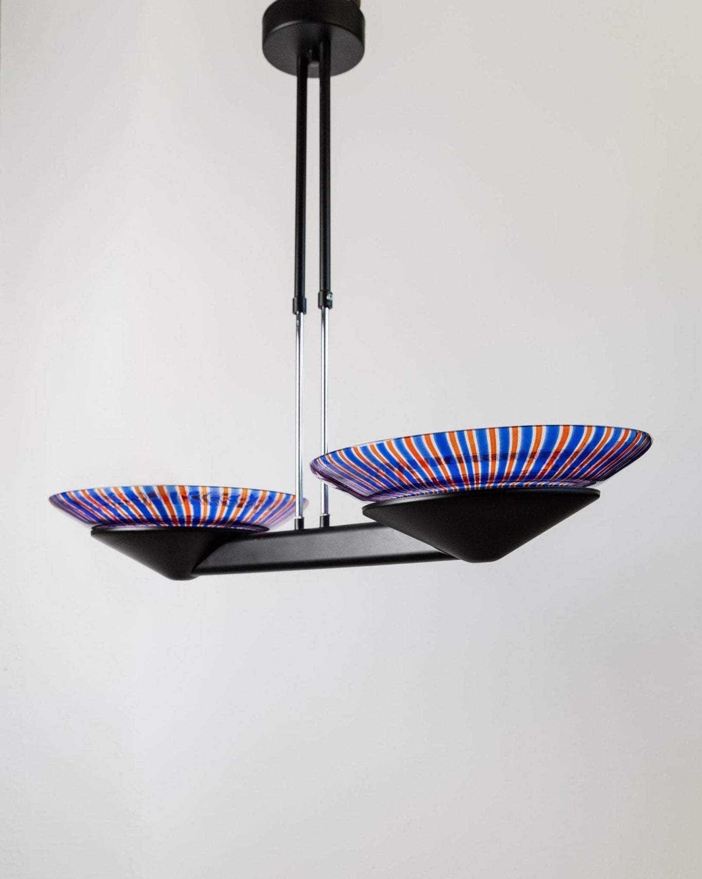 Lustre vintage en verre de Murano bleu rouge de style Memphis des années 1980