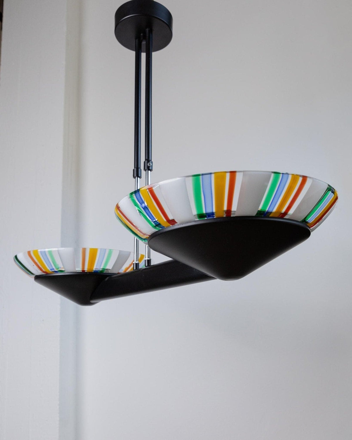 Vintage Murano Glass Chandelier Memphis Style 1980s Italy
