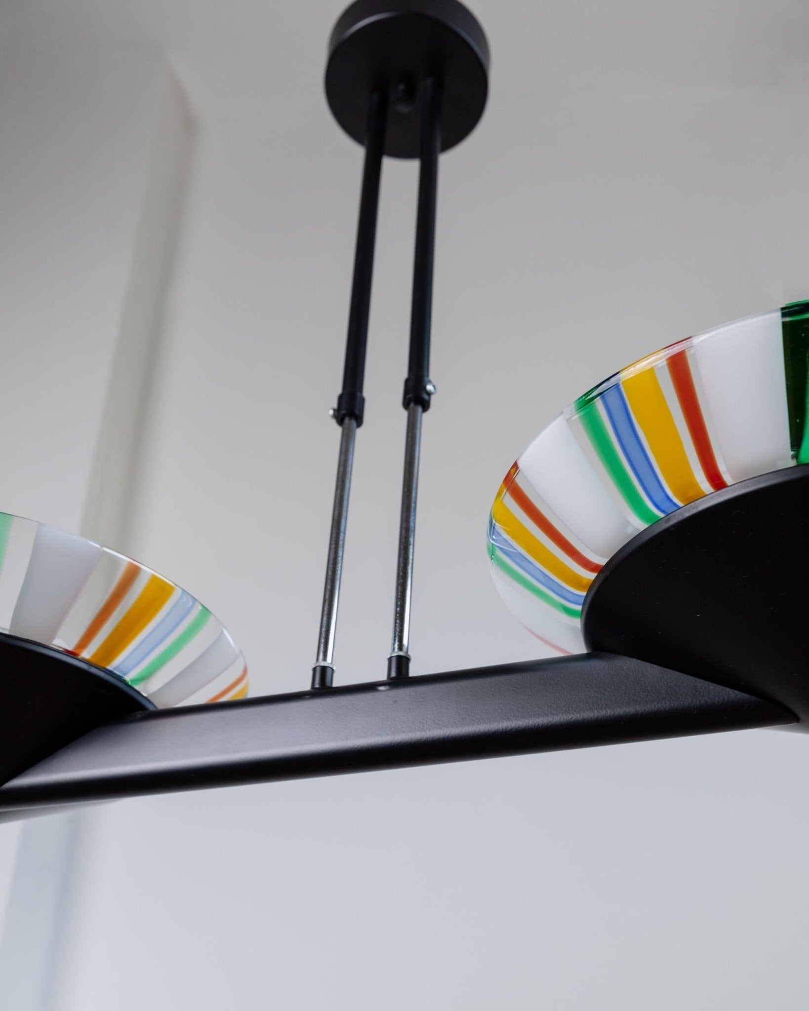 Vintage XXL Murano Glas Kronleuchter bunt gestreift Schwarz, bunt gestreift