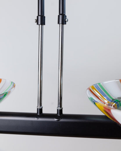 Vintage XXL Murano Glas Kronleuchter bunt gestreift Schwarz, bunt gestreift