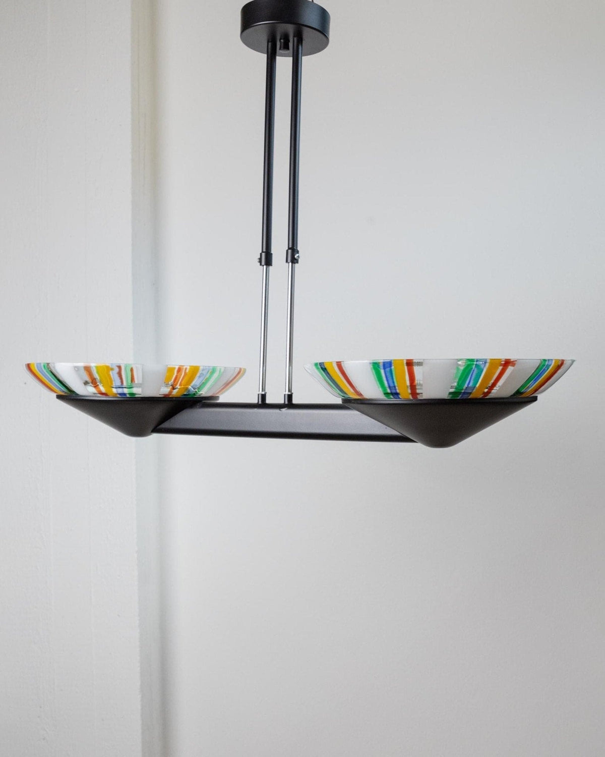 Vintage Murano Glass Chandelier Memphis Style 1980s Italy