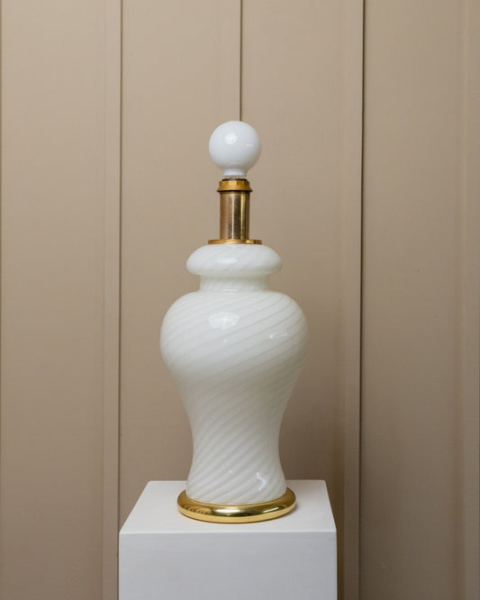 Vintage Tischlampe von Murano für Murano mundgeblasenes Glas, weiß