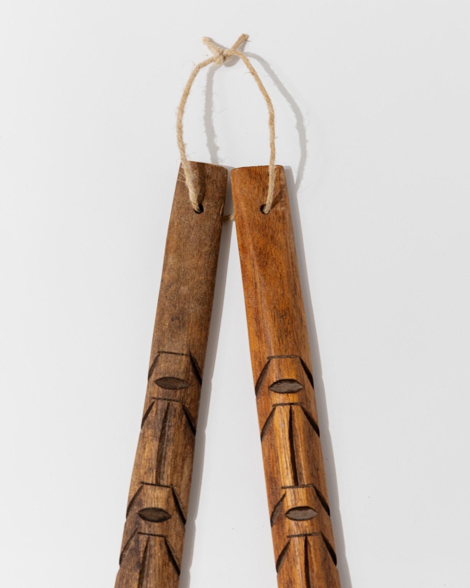 Vintage Wanddeko Set von 2 Holzbesteck Löffel und Gabel aus Italien