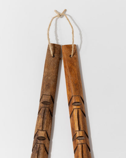 Vintage Wanddeko Set von 2 Holzbesteck Löffel und Gabel Italien 1960er