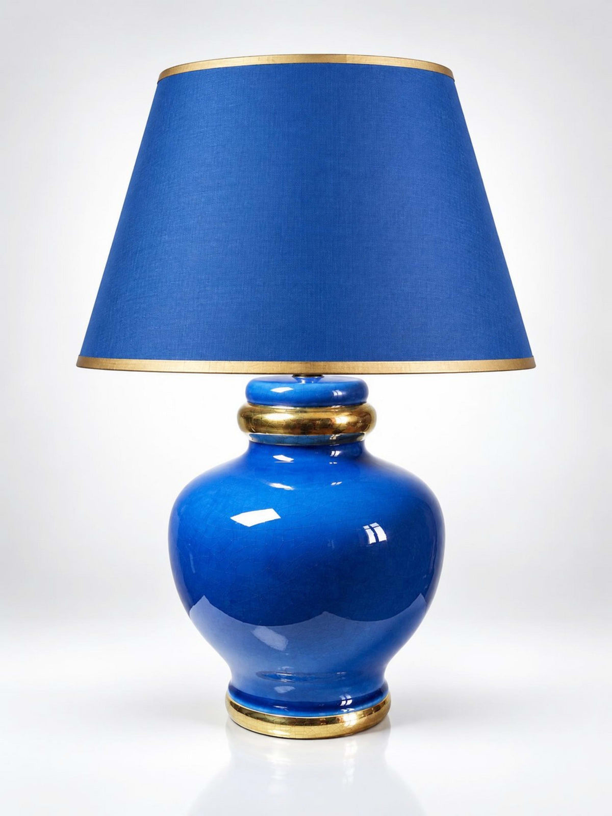 Vintage Tischlampe aus Keramik in Türkis und Gold, zugeschrieben Le Dauphin