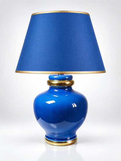 Vintage Tischlampe aus Keramik in Türkis und Gold, zugeschrieben Le Dauphin