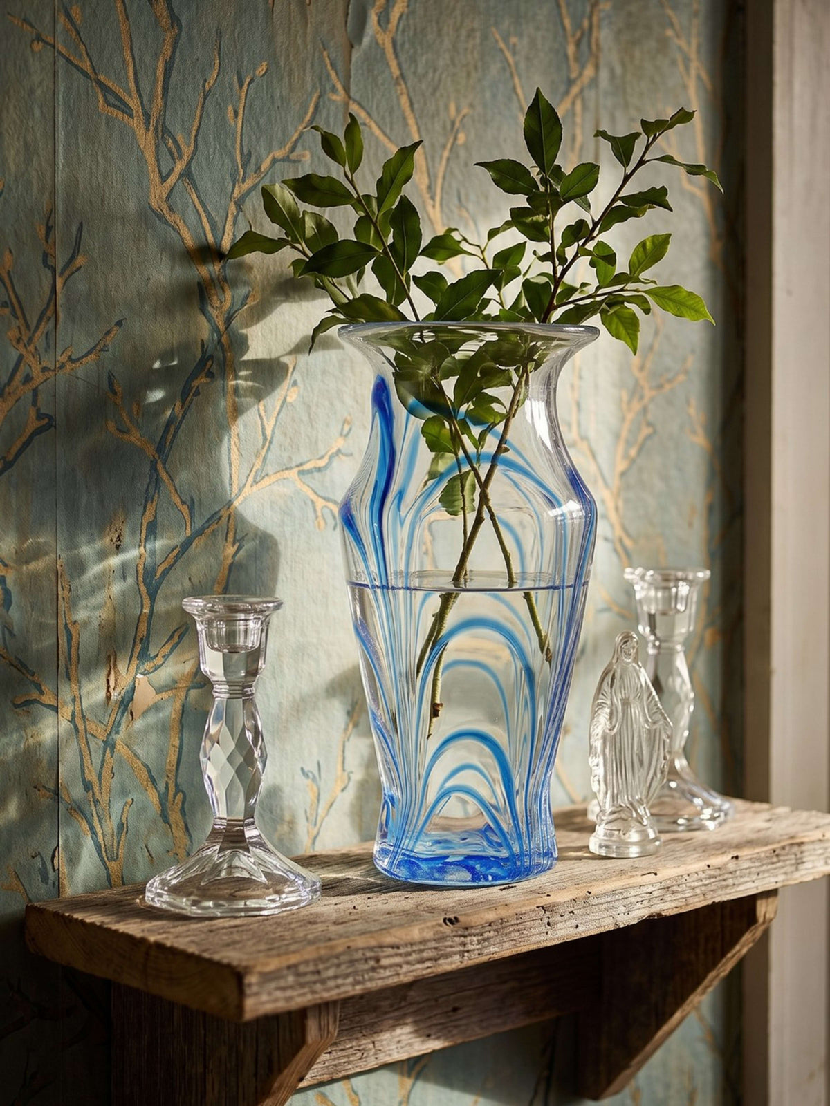 Vintage Vase aus Muranoglas blau-transparent, Italien 1960-70er