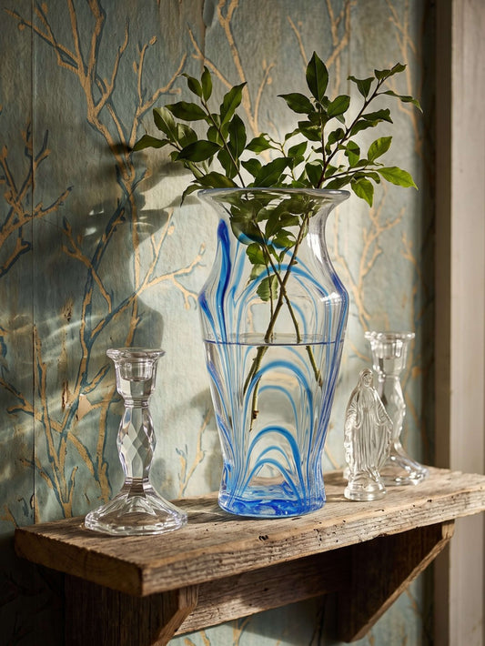 Vintage Vase aus Muranoglas blau-transparent, Italien 1960-70er
