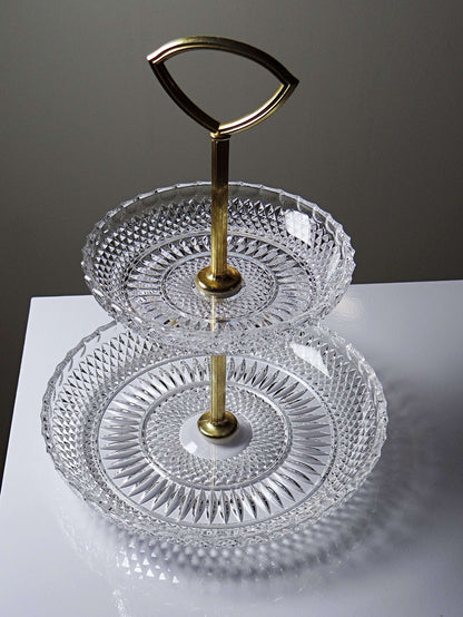 Vintage Etagere aus Kristallglas und vergoldetem Metall, Hollywood Regency
