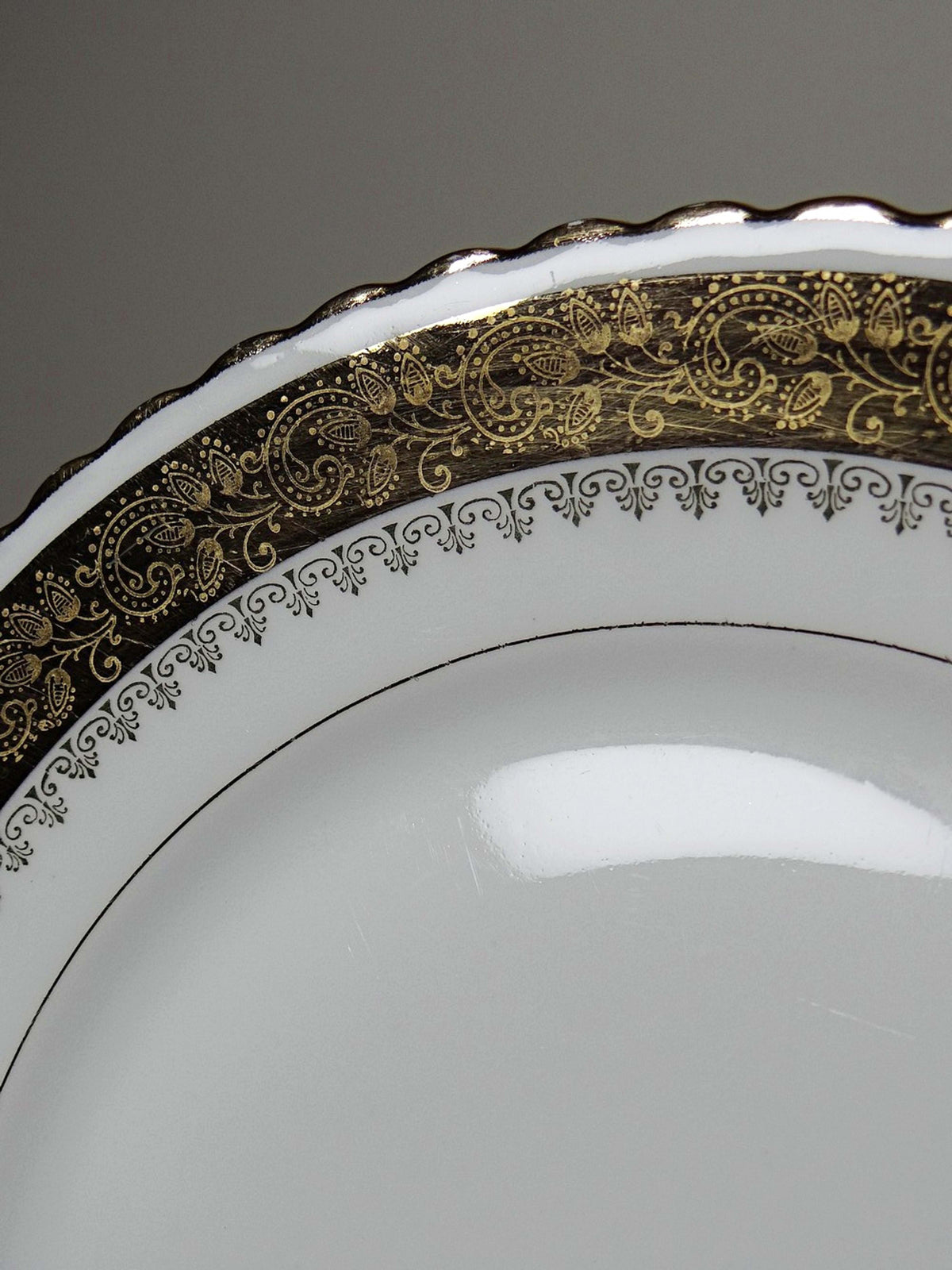 Set von 6 Vintage Teller von ADP Royal Limoges, Porzellan vergoldet