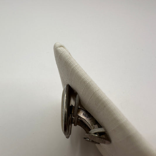 Vintage Manschettenknopf oval-quadratisch aus 835er Silber mit gestreifter Front