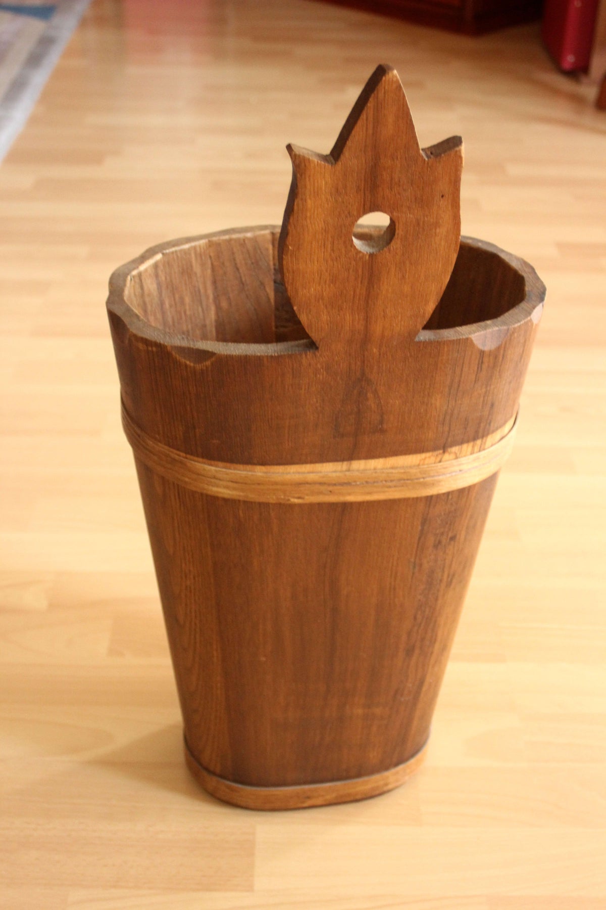 Vintage Schirmständer Holz handbemalt Bauernmalerei