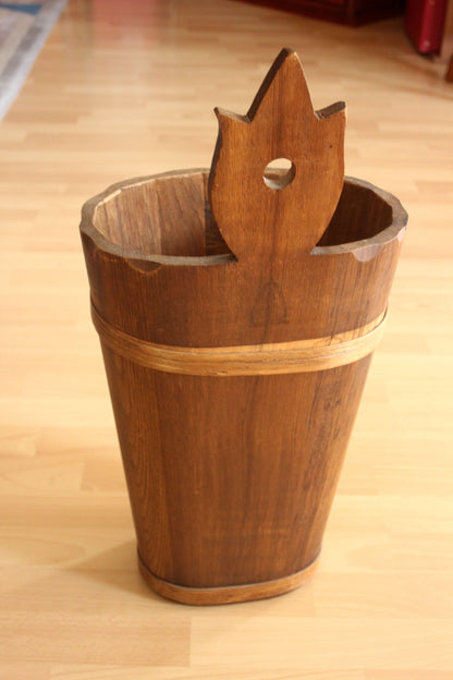 Vintage Schirmständer Holz handbemalt Bauernmalerei