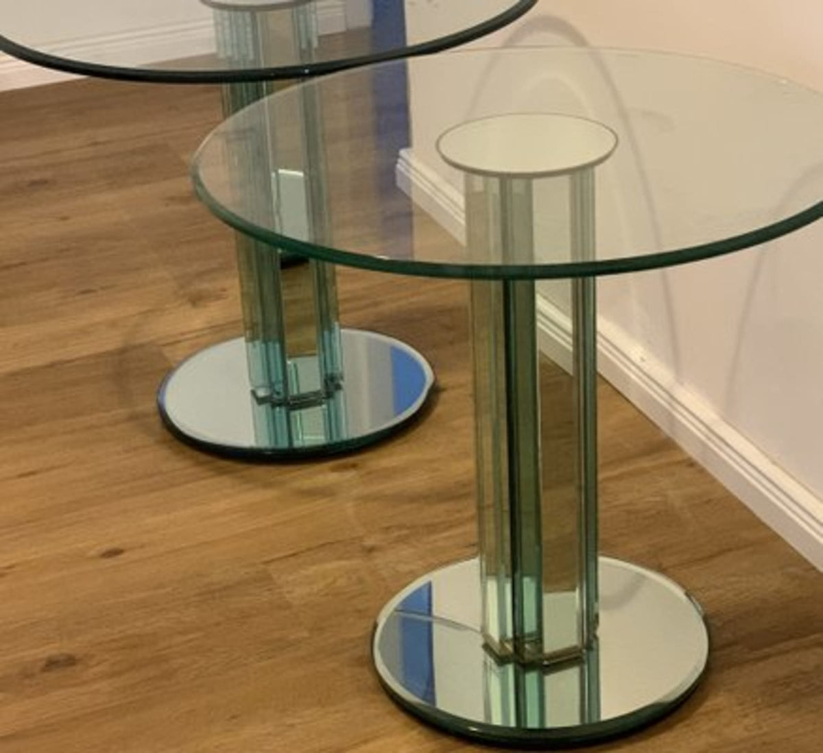 Vintage Set von 2 Beistelltisch von Luigi Massoni für Gallotti und Radice Spiegelglas