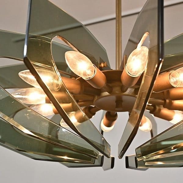 Vintage Kronleuchter 12-flammig von Gino Paroldo für Fontana Arte