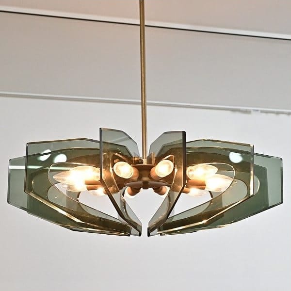 Vintage Kronleuchter 12-flammig von Gino Paroldo für Fontana Arte