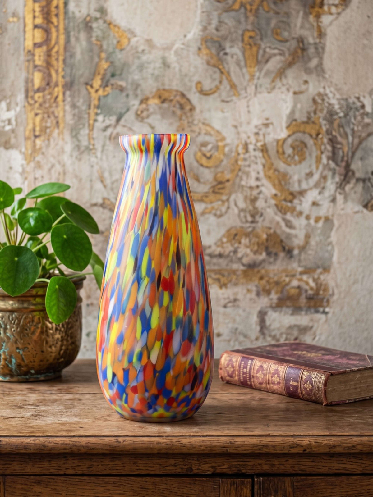 Vintage Vase Art Déco von Clichy-Legras, jaspiertes Glas