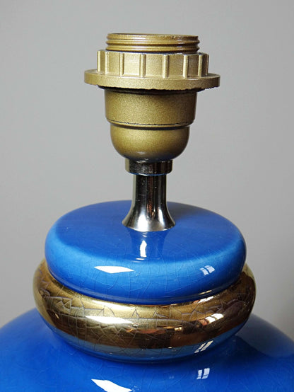 Vintage Tischlampe aus Keramik in Türkis und Gold, zugeschrieben Le Dauphin