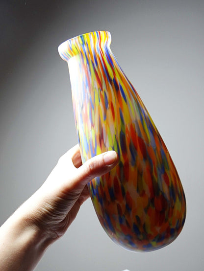 Vintage Vase Art Déco von Clichy-Legras, jaspiertes Glas