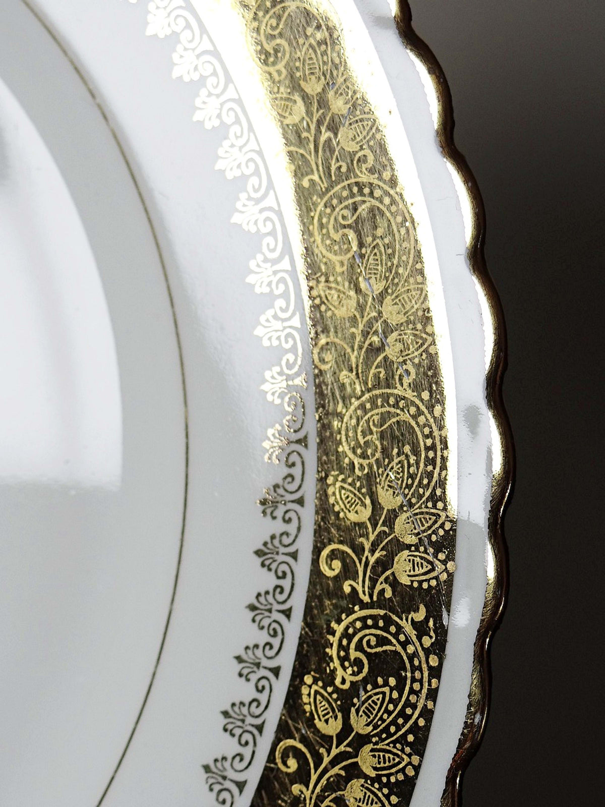 Set von 6 Vintage Teller von ADP Royal Limoges, Porzellan vergoldet