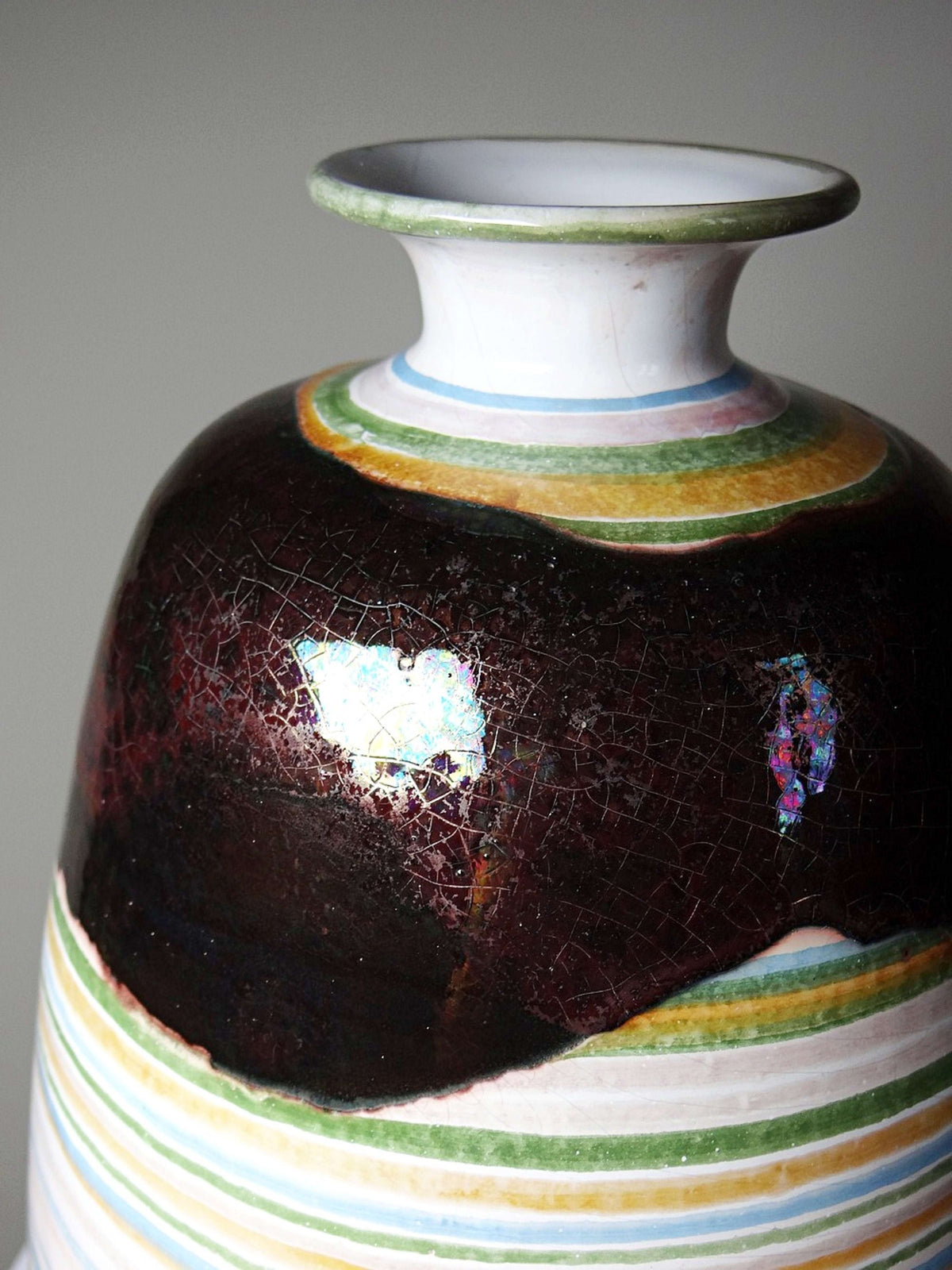 Vintage Keramikvase mit irisierender Glasur, Spanien